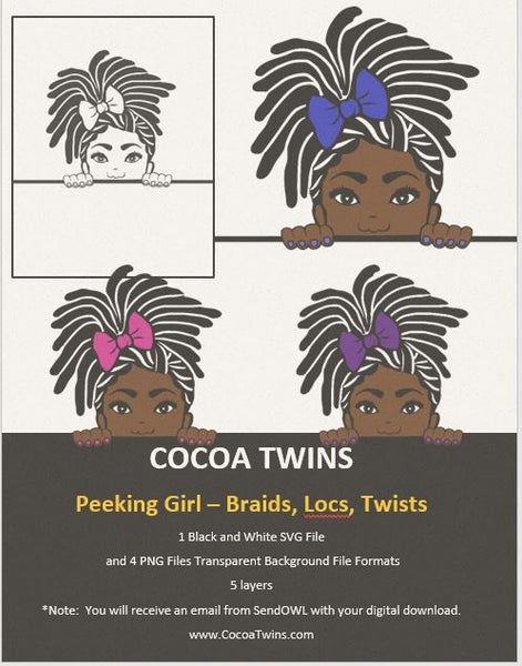 Download Digital Download Peeking Girl Braids Or Locs Svg Layered File And Cocoa Twins