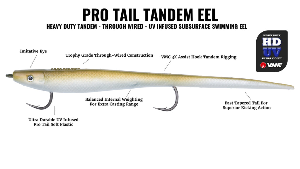 Protail: 10 Tandem Eels – Tagged Color_Olive – Hogy Lure