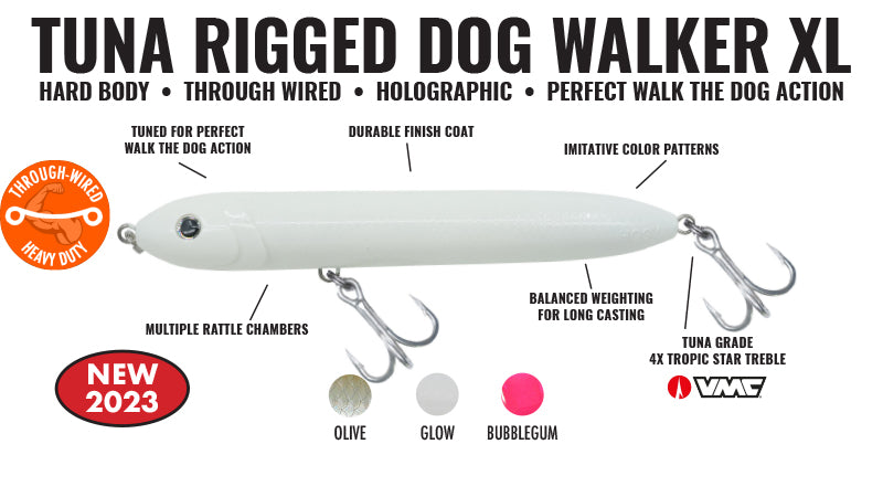 Charter Grade Dog Walker XL Tuna-Rigged: 3.5oz - 8.25inch – Hogy Lure  Company Online Shop