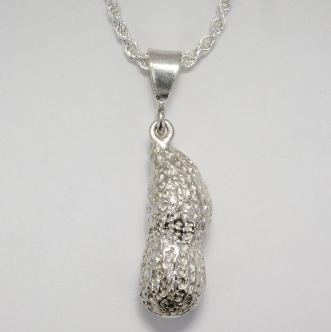 925 Sterling Silver Jumbo Whole Shell Peanut Pendant without the chain