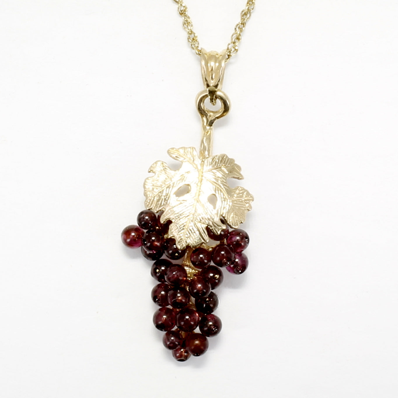Small Grape Cluster Necklace in 14kt Gold with Garnet Gemstones – Chris ...
