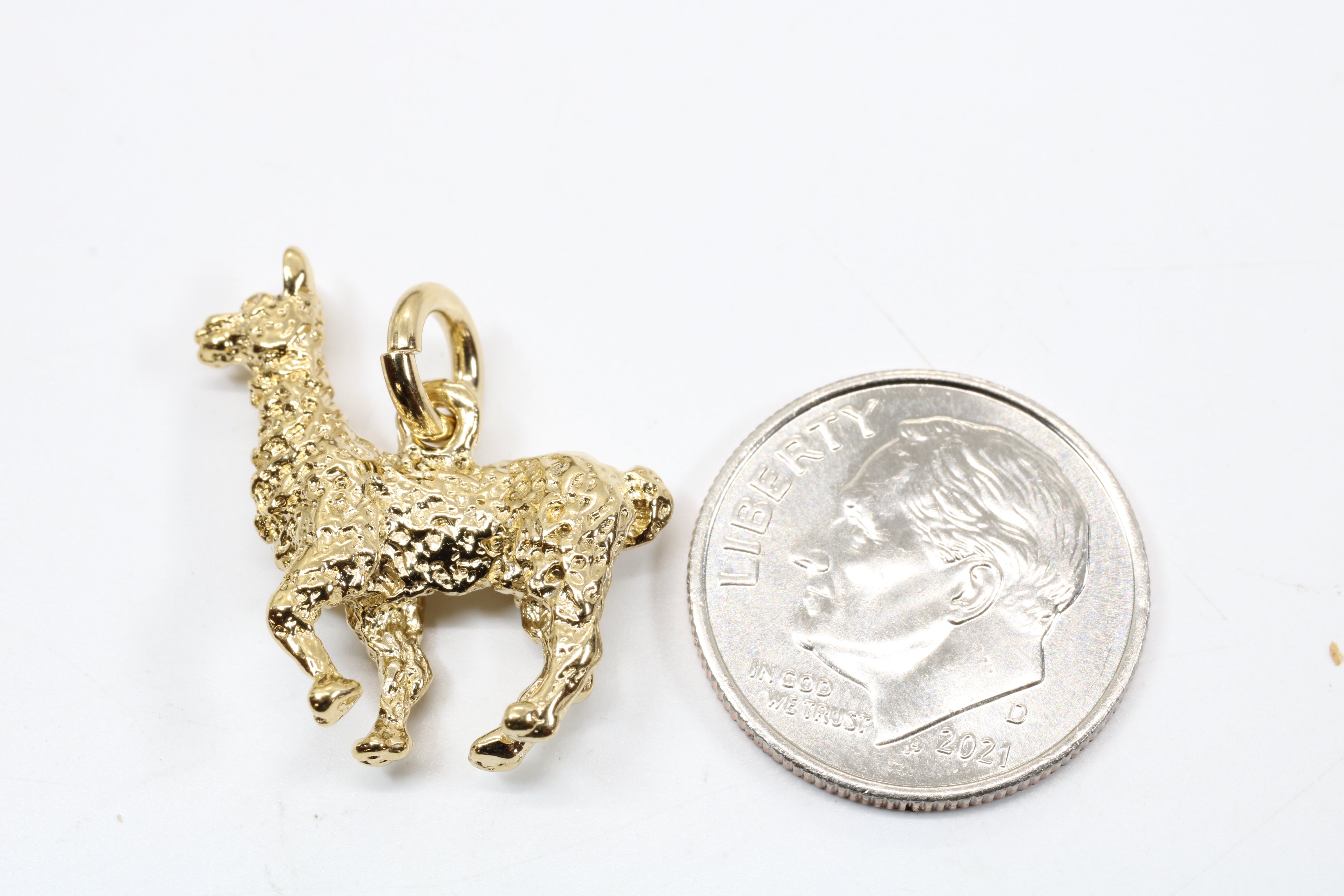 Larger Gold Llama Charm for Bracelet made in 14kt Gold Vermeil