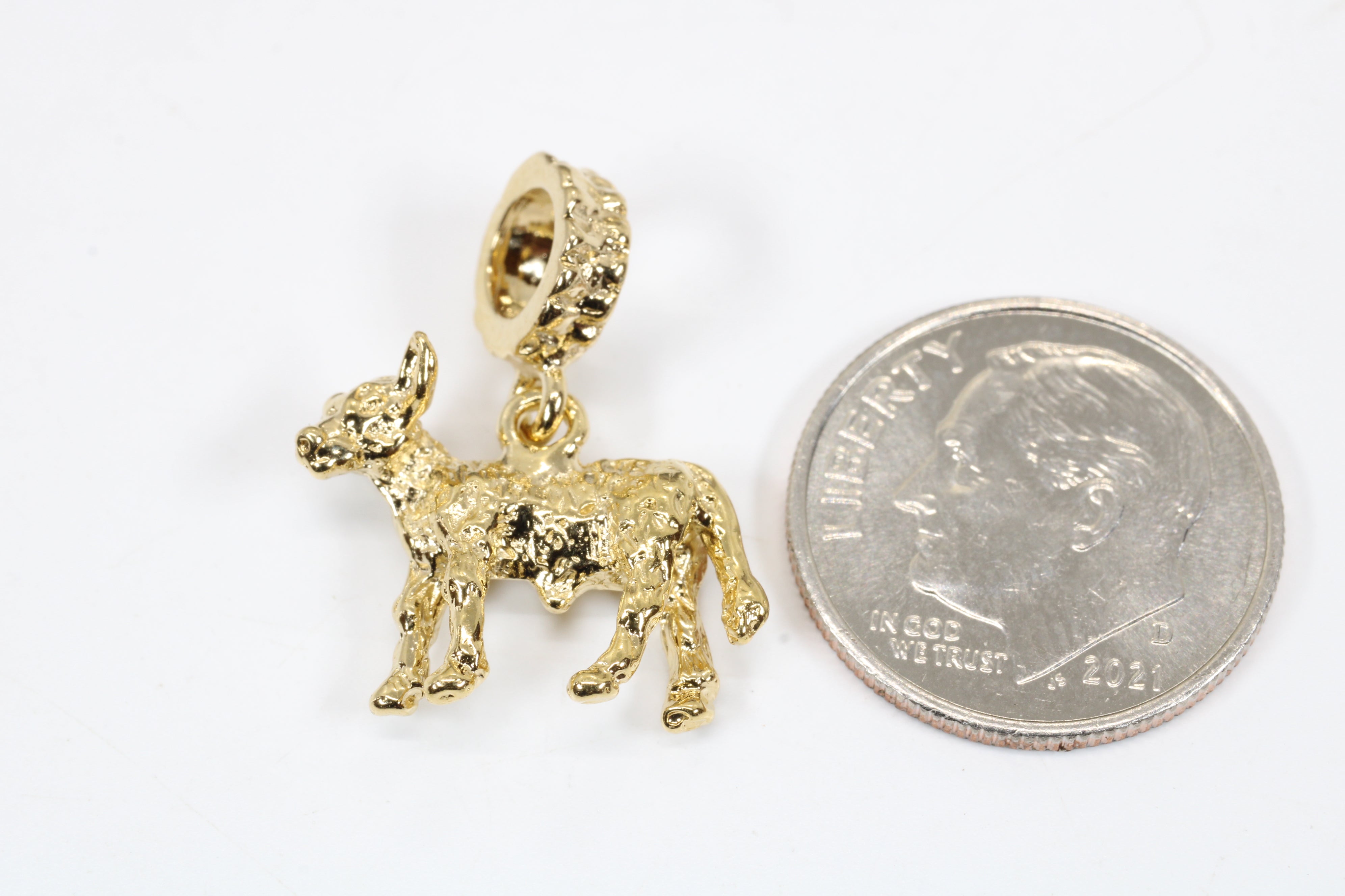 Gold Calf Slide Charm made in 14kt Gold Vermeil for slide bracelet