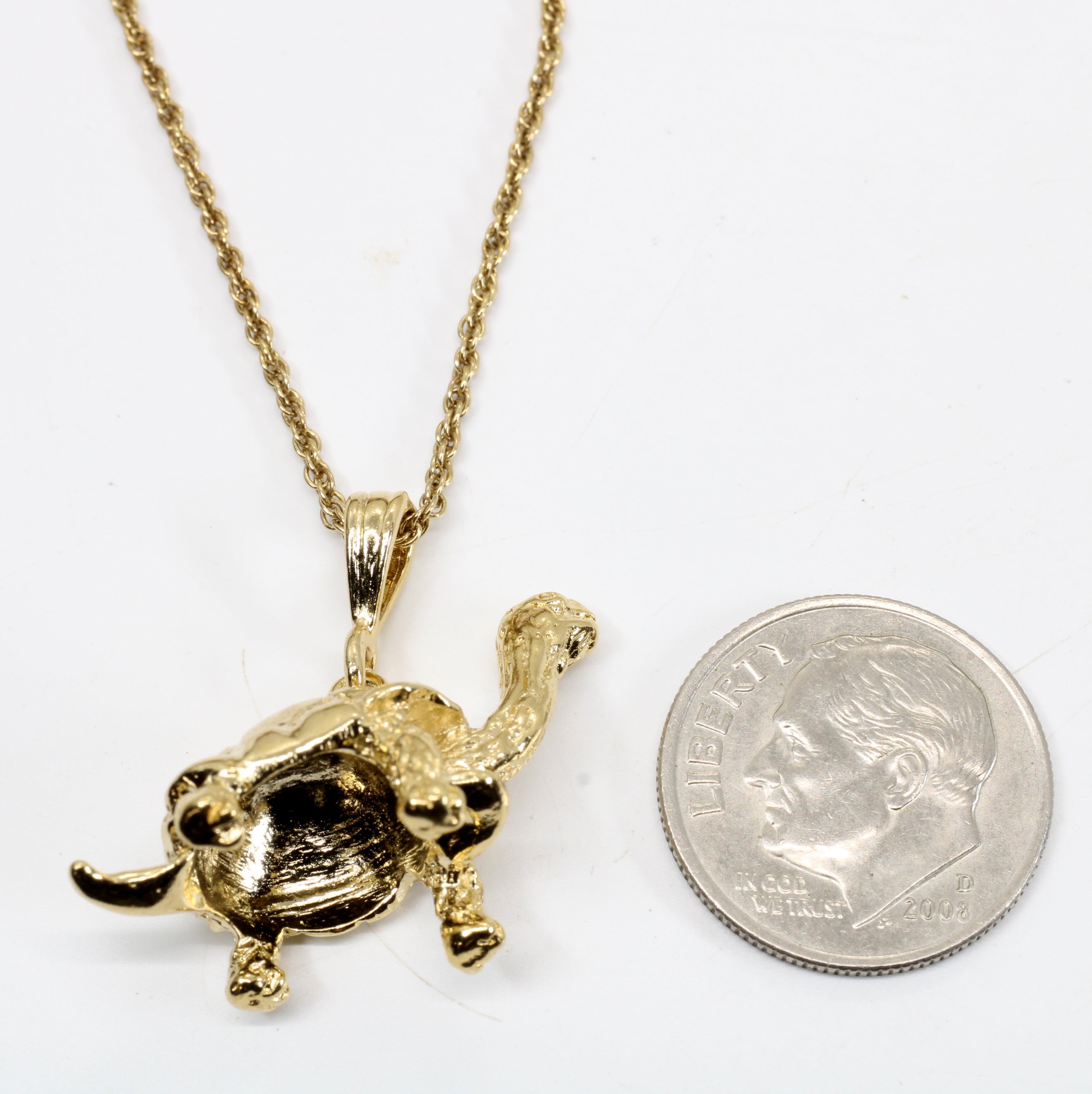 Galapagos Tortoise Necklace with three dimensional 14kt gold vermeil turtle