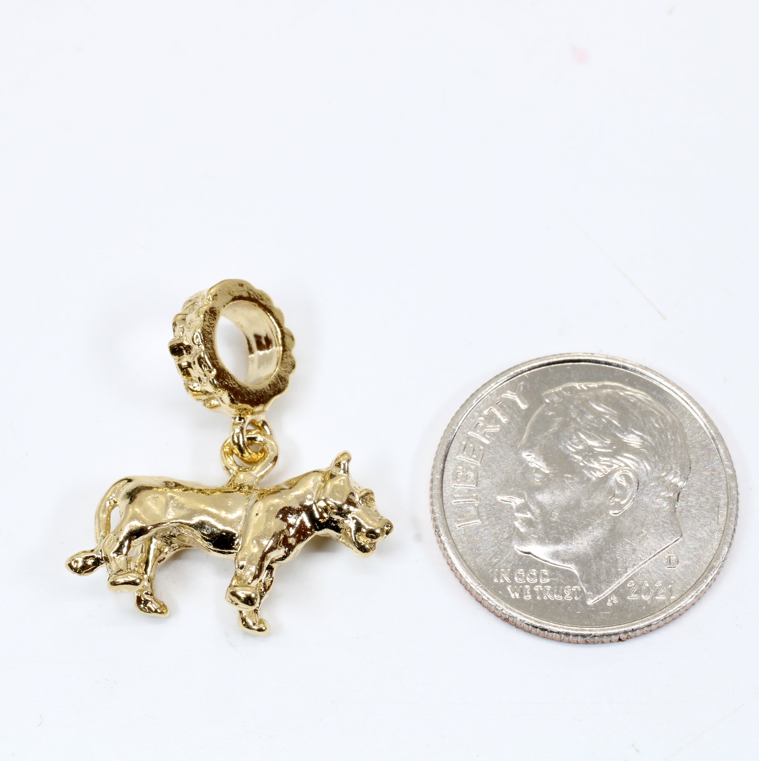 Gold Lioness slide bracelet charm in 14kt Gold Vermeil