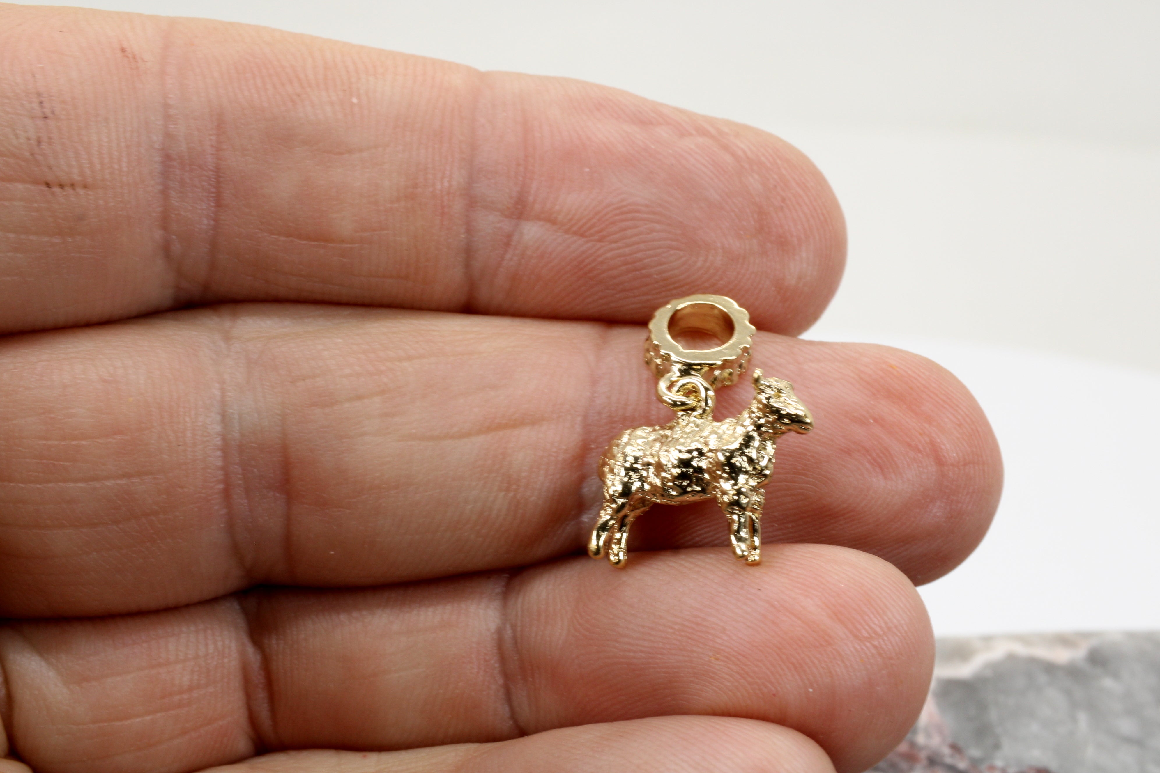 Gold Sheep Slide Charm made in 14kt Gold Vermeil for Slide Bracelet