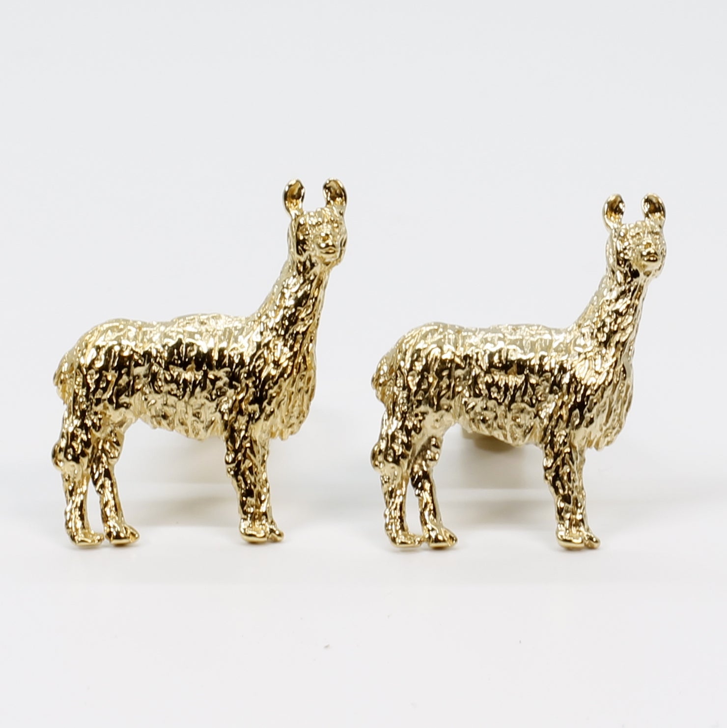 Gold Llama Cuff Links for him with Medium Size 14kt Gold Vermeil Llamas