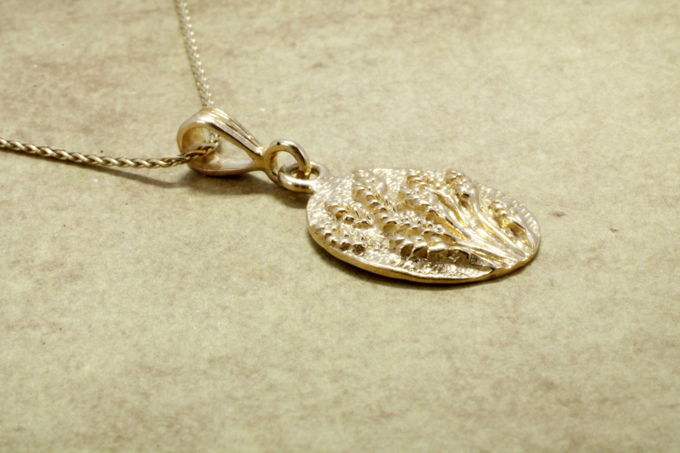 Wheat Field Necklace for her with a Solid14kt Yellow Gold Wheat Design ...
