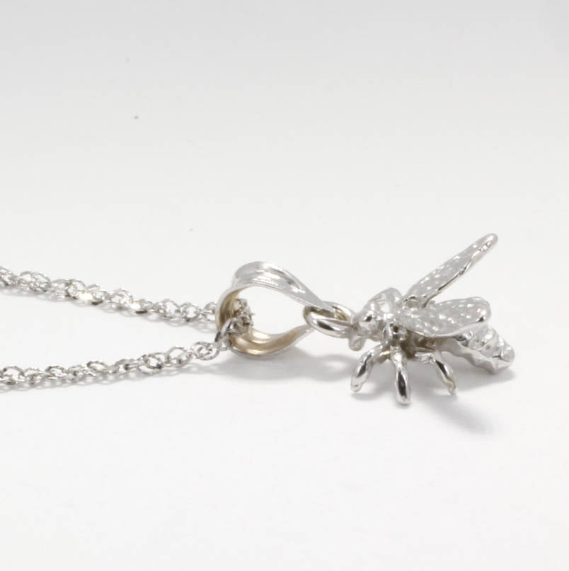 14kt white gold Honey Bee Necklace 