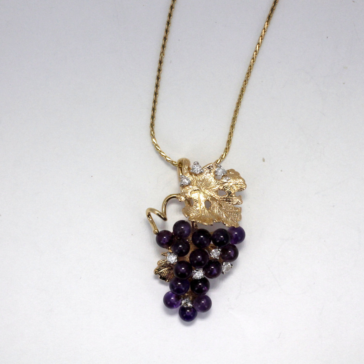 Amethyst Grape Cluster Necklace with Diamonds made in 14kt Gold – Chris ...