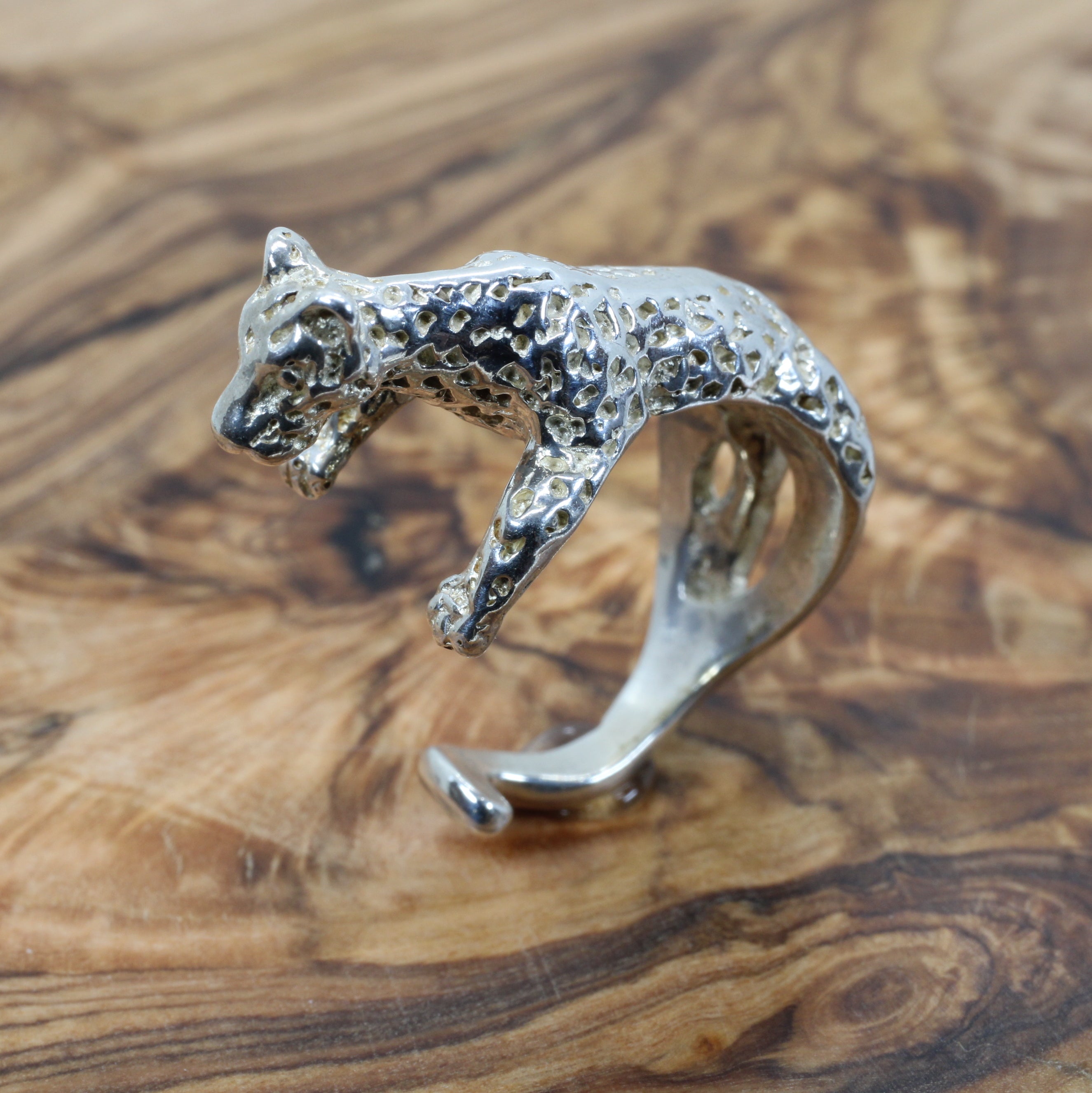 Silver Leopard Wrap Ring for Her made in Solid 925 Sterling Silver