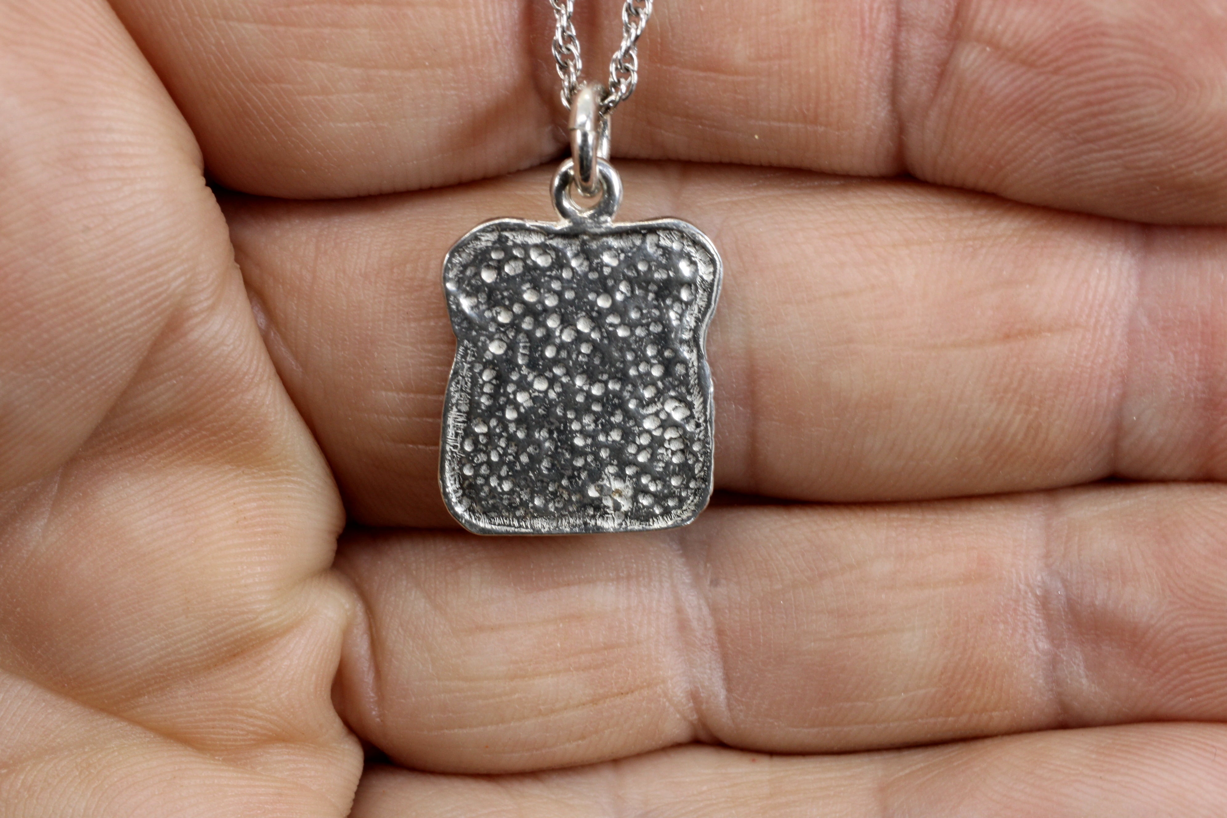 Slice of Bread Necklace or Charm in Silver or Gold Vermeil