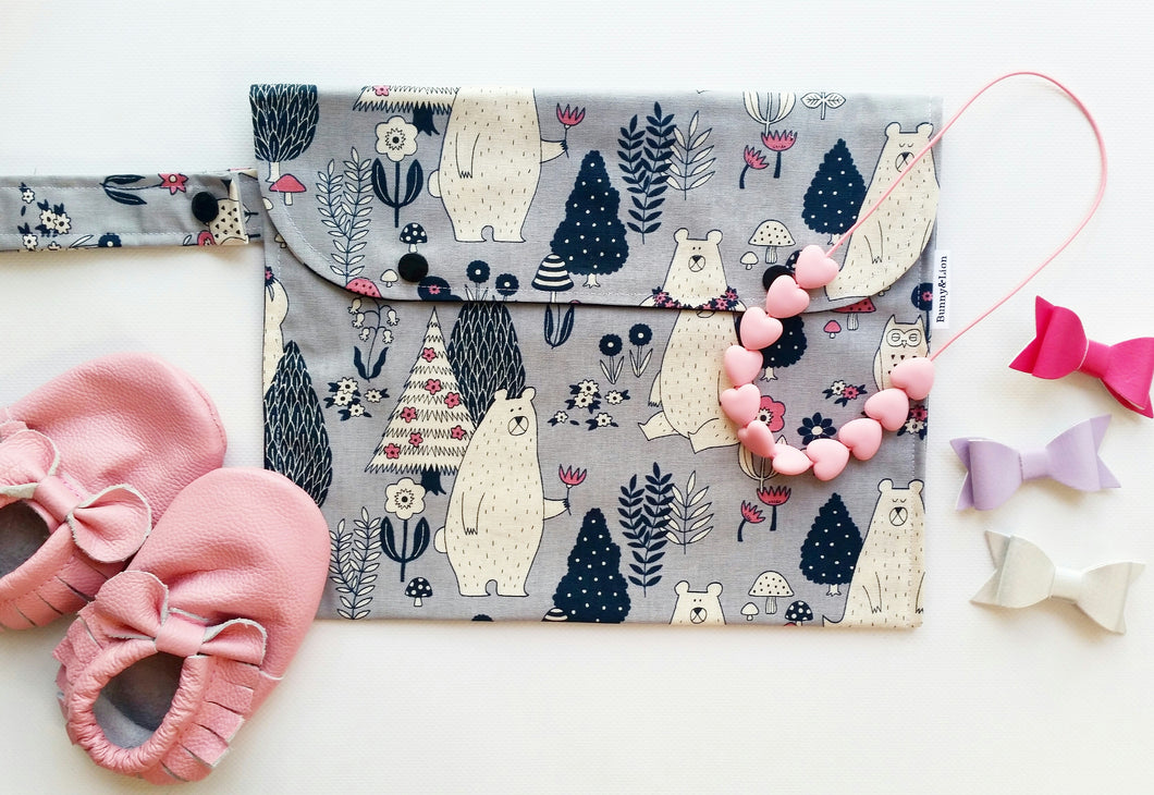 Nappy Pouch - Grey Woodland – Bunny \u0026 Lion