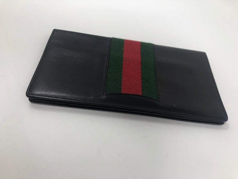GUCCI BLACK LEATHER WITH SIGNATURE STRIPE FREE SHIPPING! – Uptown Handbags