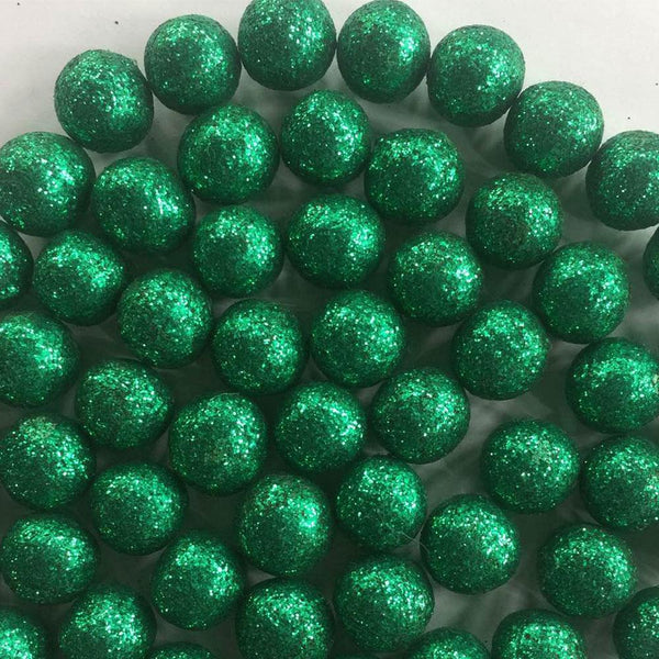 green glitter felt balls