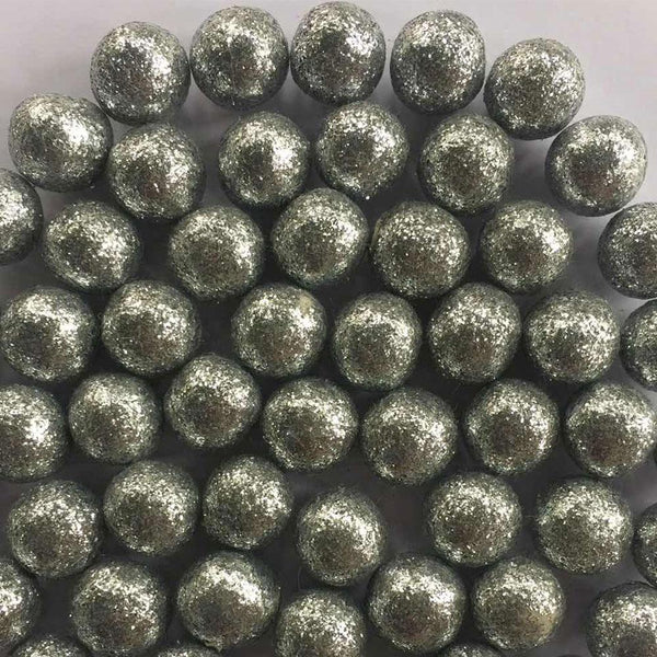 felt glitter balls silver