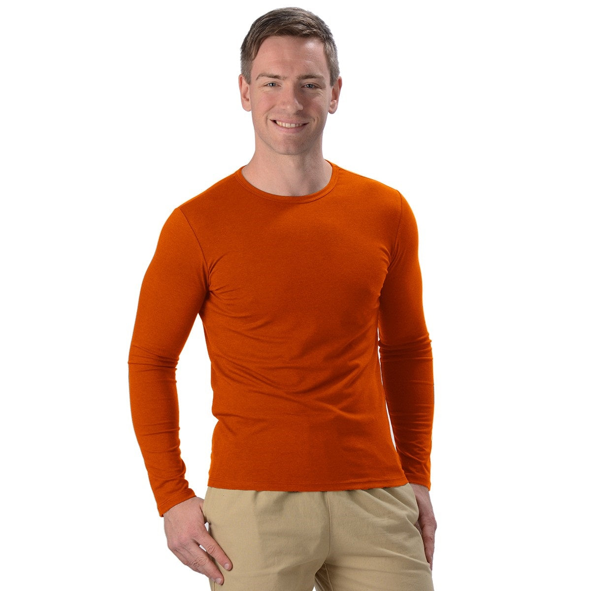 Aron Long Sleeve Shirt-Orange-Bamboo-Sustainable Canadian Men's Clothes ...