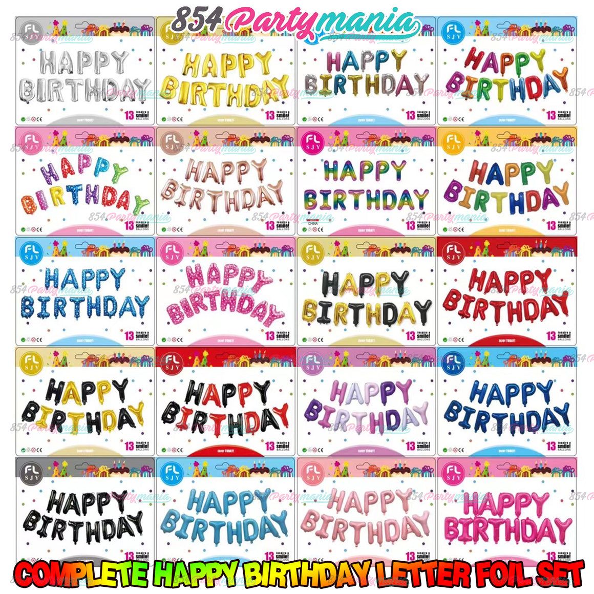 happy birthday letter foil set sold by 10s 854partymania