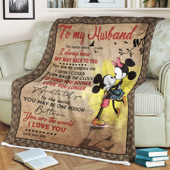 Mickey and Minnie To My Husband I Always Knew My Way Back To You Fleece Blanket