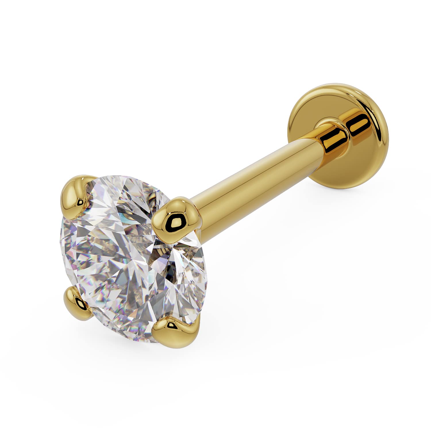 3mm Diamond Low-Set Prong 14k Gold Flat Back Stud