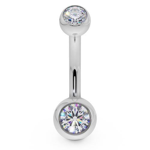 silver diamond belly ring