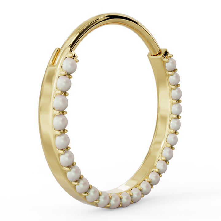 Pearl 14k Gold Clicker Ring Hoop – FreshTrends