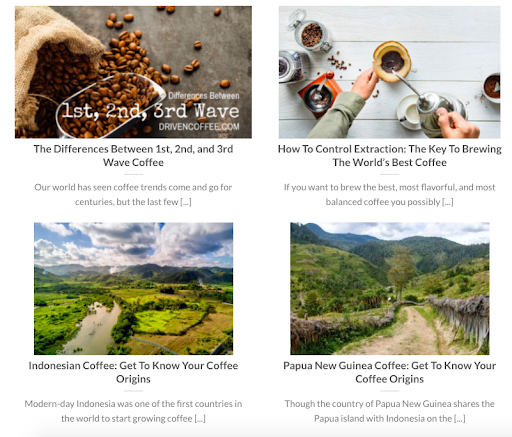 Driven Coffee blog example