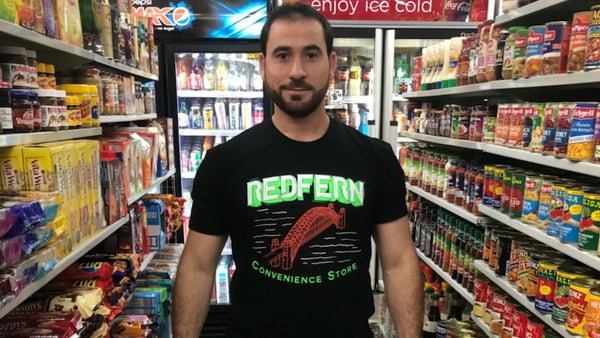 Hazem standing in shop aisle