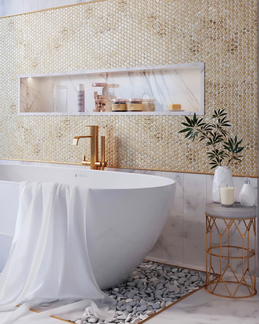 Gold Shower Tile Trim Design Ideas