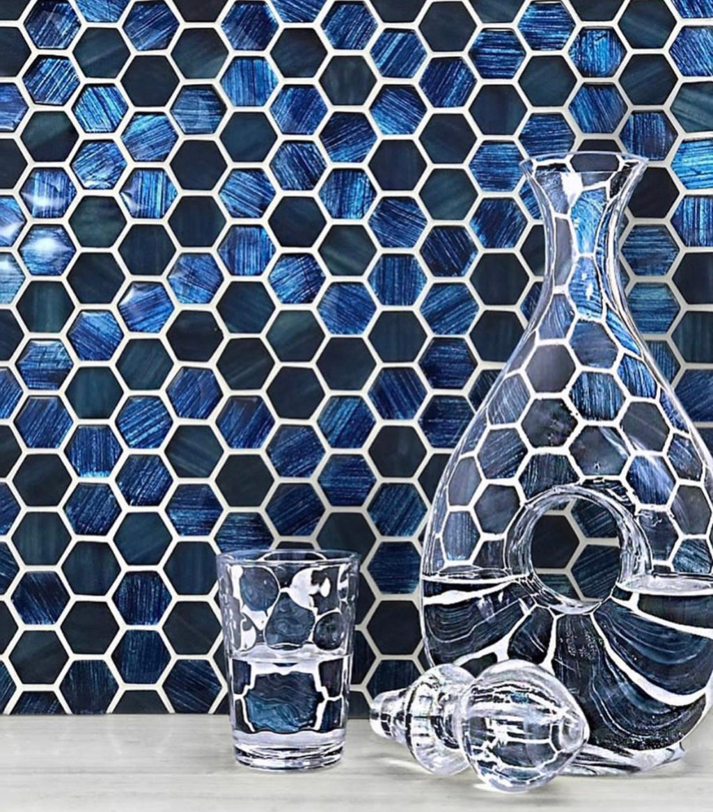 Sea Glass Louvre Blue Mosaic Tile