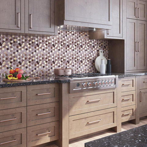 Gold and Beige Hexagon Peel and Stick Tile Backsplash