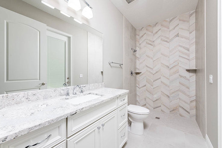 White Oak Herringbone Wood Look Porcelain Shower Tile Wall