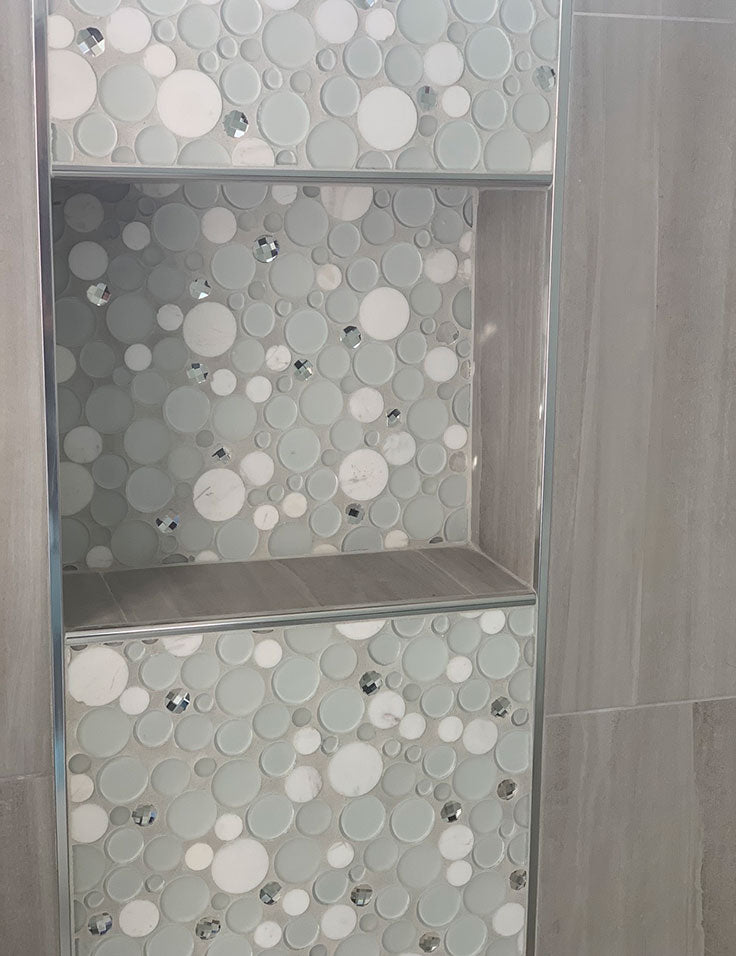 Bubble designs are a fun choice for kid’s showers and bathroom wall tiles! 