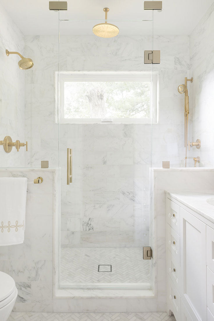 Calacatta Gold Marble Walk In Shower Tile Design