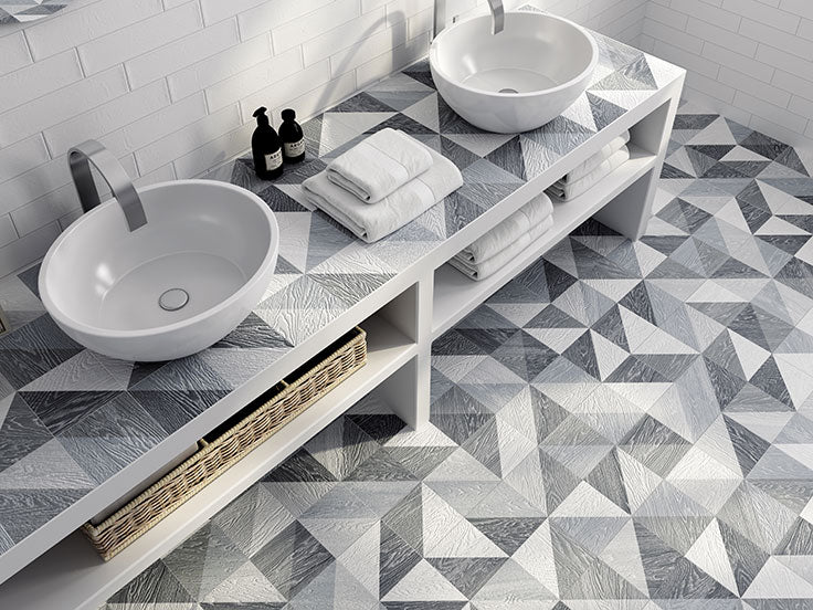 Geometric Porcelain Tile is a Kid-Friendly Bathroom Design Idea