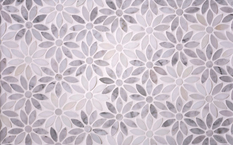 Floral Tile in Marble for Floors or Showers