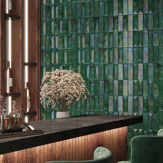 GGG Emerald Ice Green Waterglass Mirror Stained Glass Mosaic Tiles - Mosaic  Tile Mania