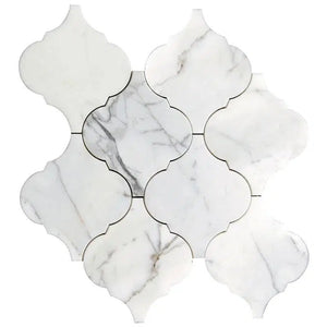 Calacatta Lantern Marble Mosaic Tile Sample - Tile Club
