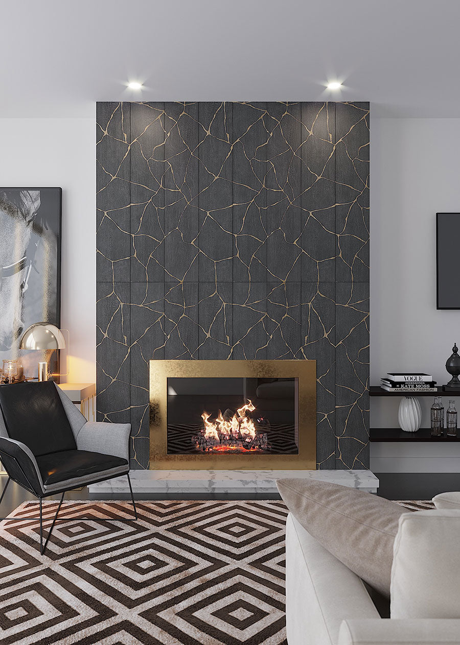 Kasai Notte Kintsu Fireplace Makes for a Statement Wall as a Dramatic Focal Point