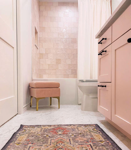 Pink Ceramic Tile Shower