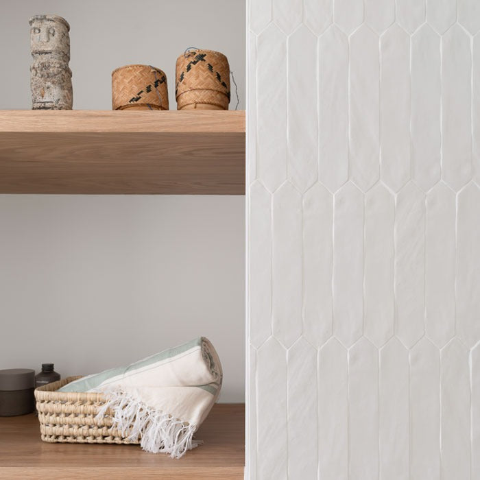 White Oak Chevron Porcelain Tile for a Wetroom