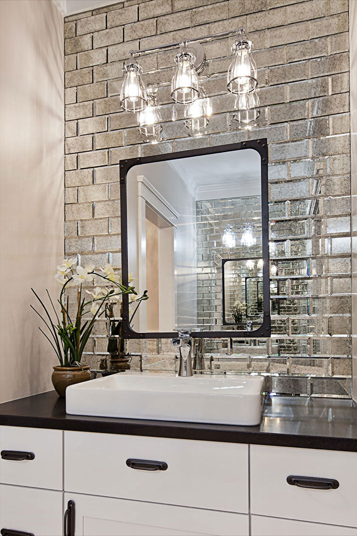 Mirror Tile Accents and Feature Decor that add Dazzling Shine