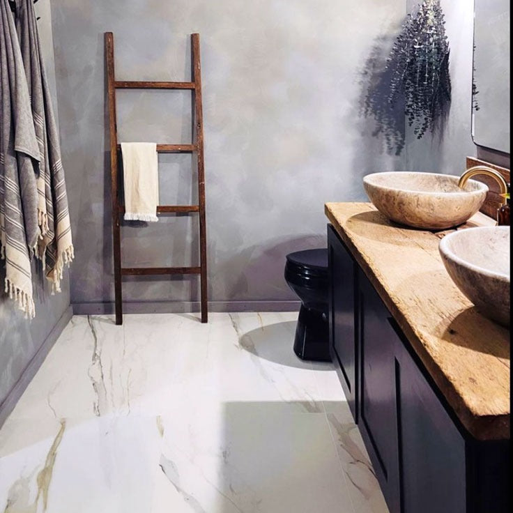 Marble Look Porcelain Bathroom Floor