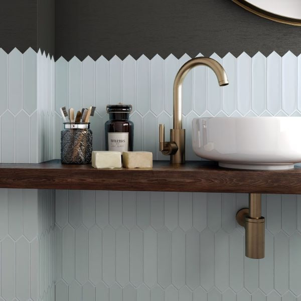 Ceramic picket tile backsplash