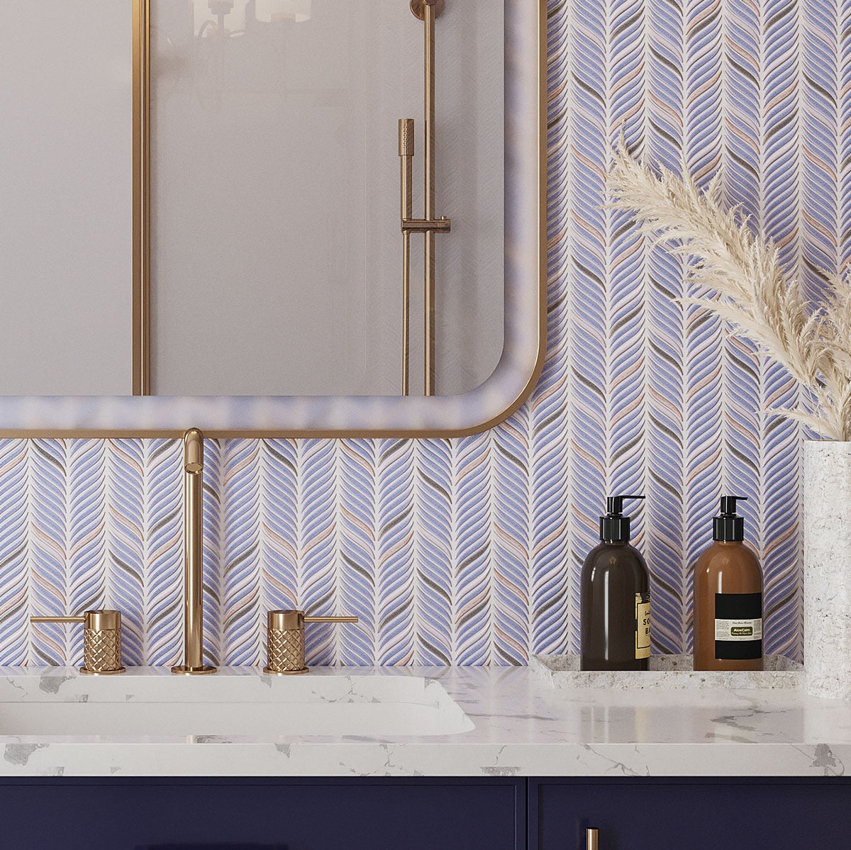 Glass Herringbone Tiles