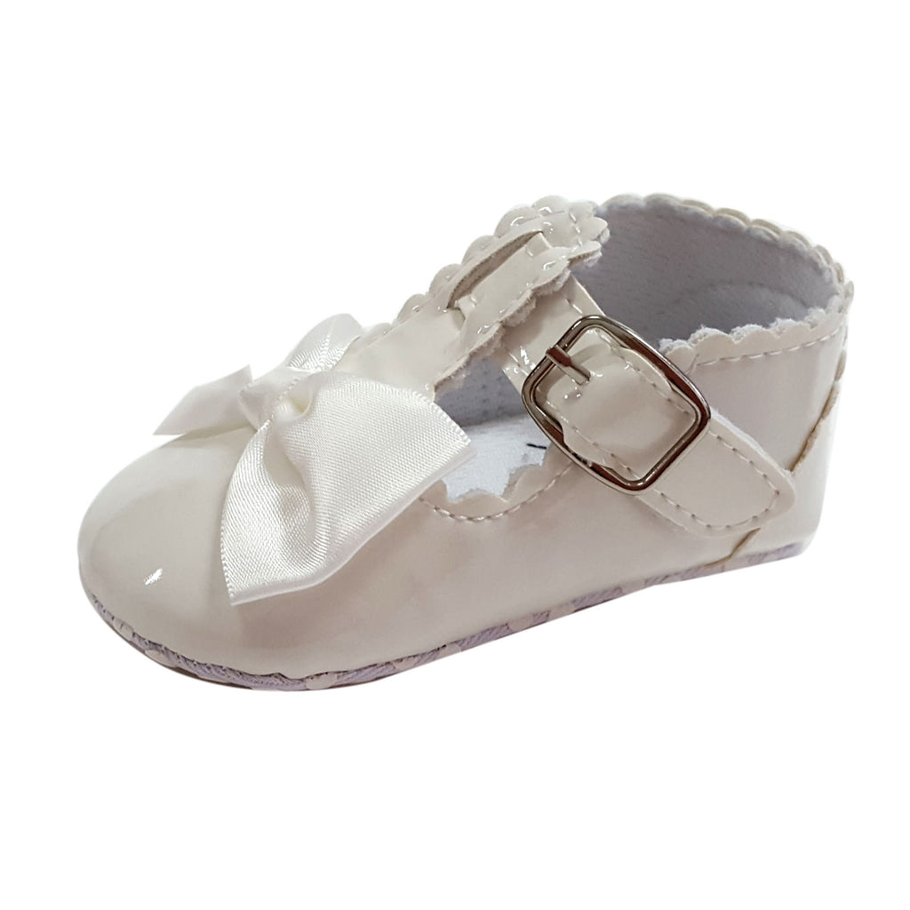 white patent baby shoes