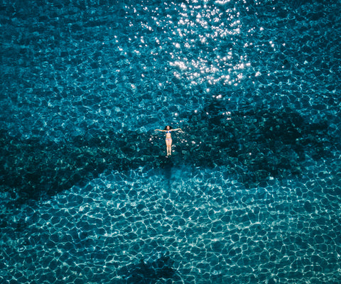 Aerial view of woman in body of water
