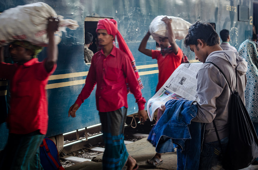 Dhaka Bangladesh Reading Newspaper