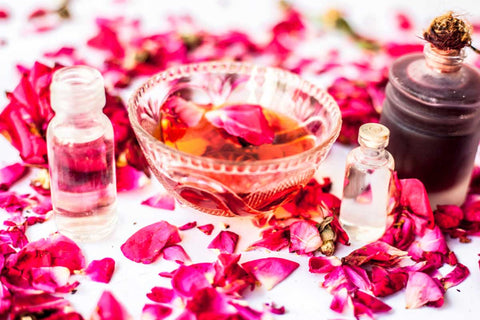 rose water & kumkumadi oil for oily skin