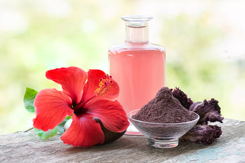 rose water and hibiscus powder
